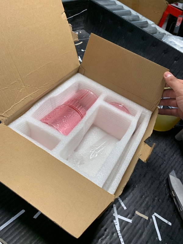 Photo 1 of **READ NOTES** Glass Coffee Cups with Lids and Straws, 20 OZ Pink Iced Water Glasses Tumblers for Ice Juice, Tea, Milk, Smoothie and Cold or Hot Drinks, Set of 2