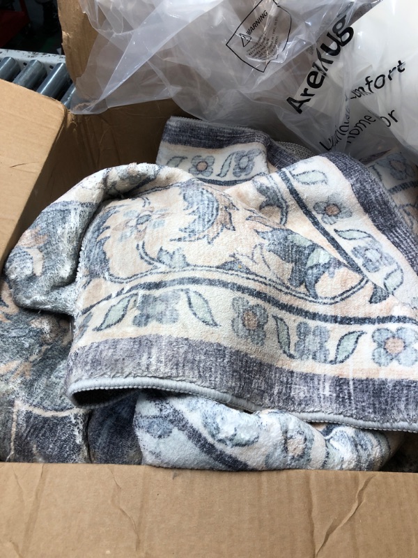 Photo 1 of (USED/FAIR) Area Rug for Living Room, 6x9 Large Boho Rug Carpet for Bedroom Soft Non-Slip Low-Pile Machine Washable Rug Oriental Vintage Rug Carpet for Dining Room Blue Beige