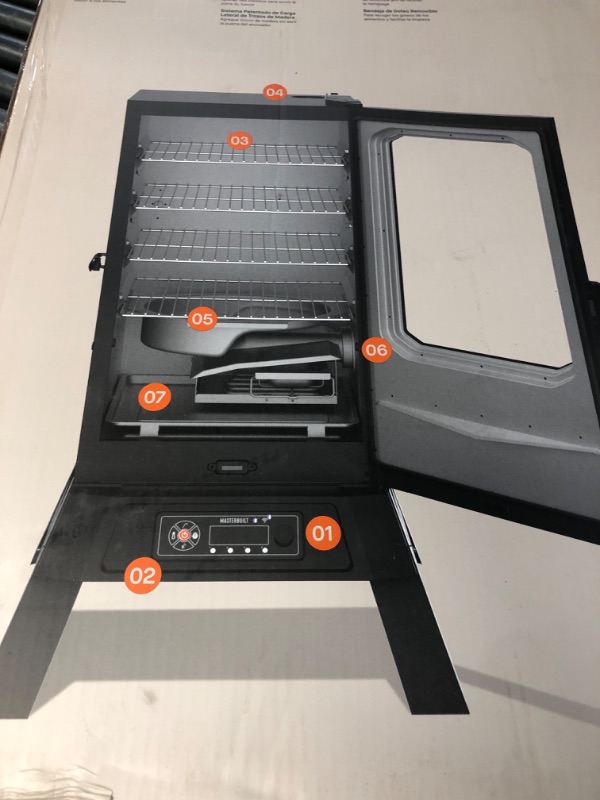 Photo 1 of Masterbuilt®710 WiFi Digital Smoker, Vertical Design, 711 Cooking Sq. Inches, 4 Chrome Coated Smoking Racks, Wood Chip Loader, Electric Fuel Source to Plug in and Start Cooking, Black Model MB20070924