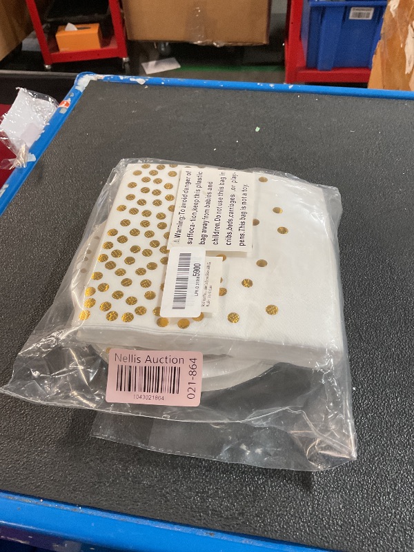 Photo 1 of ***(NOT A COMPLETE SET)***
WXLDGHQ White and Gold Paper Plates Napkins Party Supplies,Disposable Gold Dot Paper Dessert Plates,105 PCS Birthday Plates and Napkins Party Supplies for Wedding(Serves 35 Guests 7")