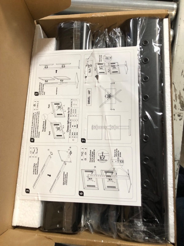 Photo 1 of Dual Monitor Stand - Vertical Stack Screen Free-Standing Monitor Riser Fits Two 13 to 34 Inch Screen with Swivel, Tilt, Height Adjustable, Holds One (1) Screen Up to 44Lbs