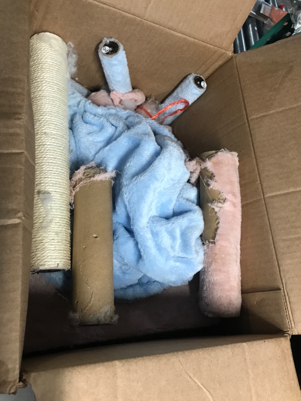 Photo 1 of ***/ PARTS ONLY*** Heybly Cat Tree, 39.4 Inches Tower Condo with Scratching Post, Cat Tower for Indoor Cats, Fully Wrapped Sisal Pole, Soft Platform, 2 Baskets and Dangling Toy, Blue and Pink HCT006SBP