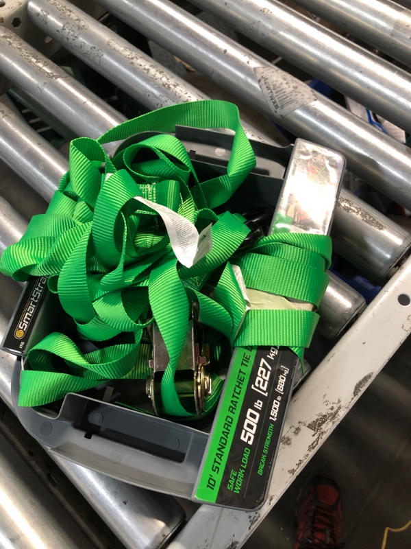 Photo 1 of ***Missing Hooks***SMARTSTRAPS 155 4-Pack Straps-10ft GRN Padded Ratchet 4pk (Bulk) 1,500lb