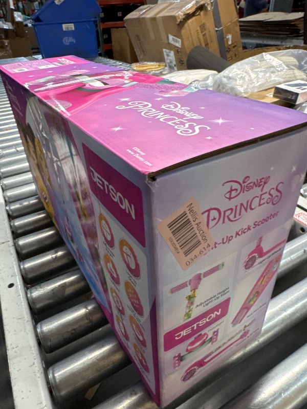 Photo 1 of **HEAVILY USED, GRIP IS BROKEN**Jetson Disney Princess 3-Wheel Kick Kids Scooter, LED Lights on Stem & Light-Up Wheels, Lightweight Frame, Height-Adjustable Handlebar, Lean-to-Steer System, Easy-Fold Mechanism, Ages 3+, JPRNS2-3KIK