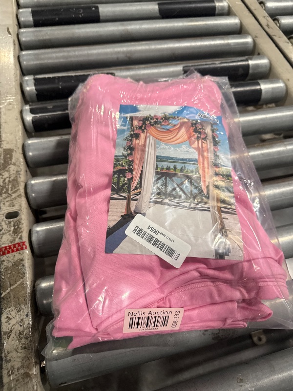 Photo 1 of 10 x 10 Feet New Pink A Backdrop Curtain for Partie, Background Curtains for Photoshoot, Birthday, Wedding, Mardi Gras, Easter, Mother's Day Party Decorations 5Ft x 10Ft, 2 Panels