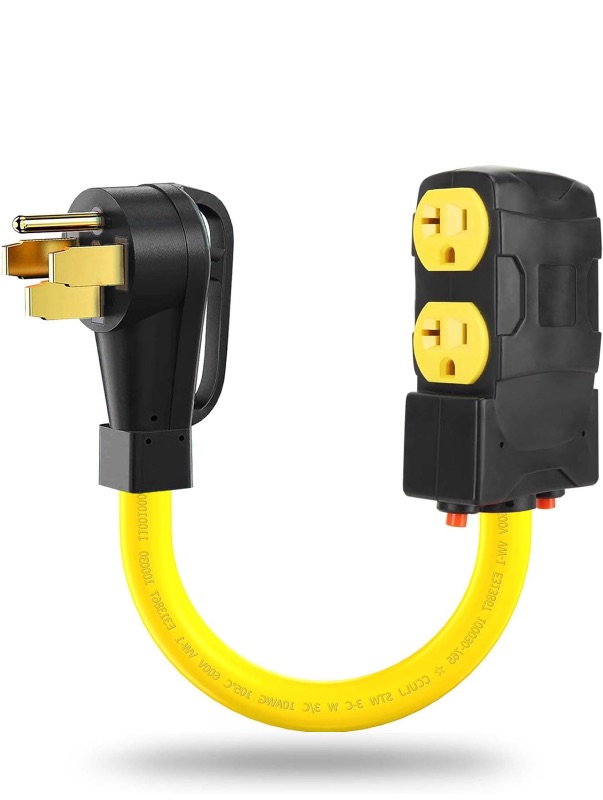 Photo 1 of *** similar image**50 Amp to 110 RV Adapter, 50 Amp to 15 Amp Adapter Plug, 4 Prong NEMA 14-50P to 4X 5-15R/5-20R Household Outlets with Circuit Breaker, Generator Distribution Cord