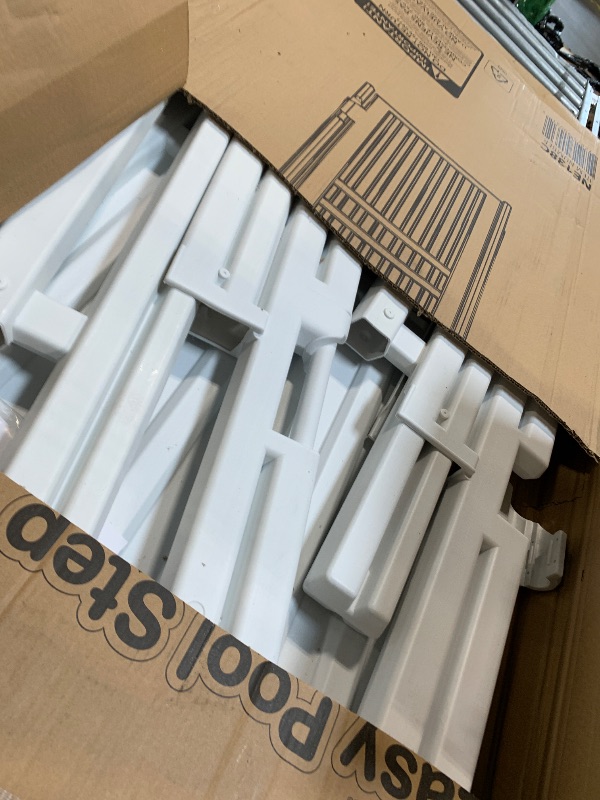 Photo 1 of Blue Wave Easy Pool Entry System w/Gate for 48 to 54-in Deep Above Ground Pools – No Deck Required – Wide Anti-Slip Pool Steps, Lockable Gate, Dual Handrails, Anti-Entrapment Barrier – 350-lbs Cap.