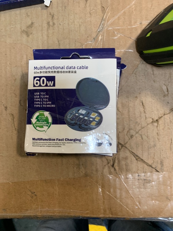 Photo 1 of 2 pqackMultifunctional USB Data Cable Set With Storage Box, Multi Charging Adapter Kit, Micro Type-C, Card Storage, Tray Eject Pin (Black)