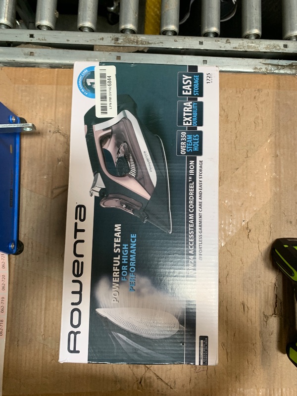 Photo 1 of [Steamer doesn't work] Rowenta Access Stainless Steel Soleplate Steam Iron with Retractable Cord, Powerful Steam Diffusion, Auto-off and Anti-Drip, 1725 Watts, Black Clothes Iron, DW2459