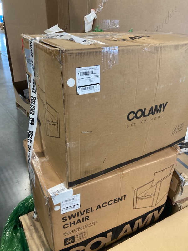 Photo 1 of  2 count- COLAMY Swivel Accent Chair - 34" Upholstered Modern Swivel Sofa for Small Spaces/Nursery/Bedroom/Apartment - Cream