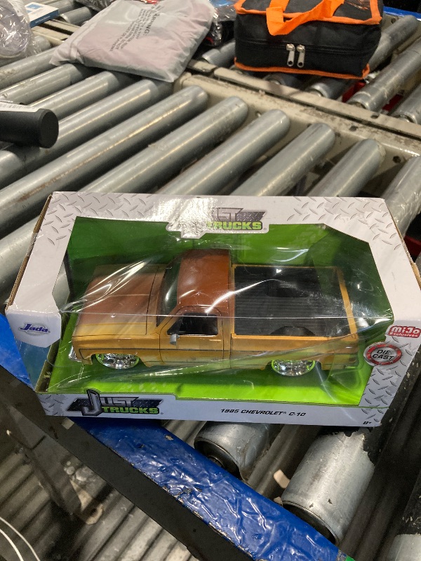 Photo 1 of 1985 Chevy C-10 Pickup Truck Yellow with Brown Top (Rusted) and JD3 Wheels Just Trucks Series 1/24 Diecast Model Car by Jada 35861