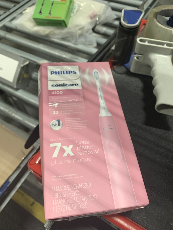 Photo 1 of **brush heads not included** Philips Sonicare 4100 Rechargeable Electric Toothbrush, with Pressure Sensor, 2 Intensity Settings, SmarTimer and QuadPacer, 14-Day Battery Life, Deep Pink, Model HX3681/26