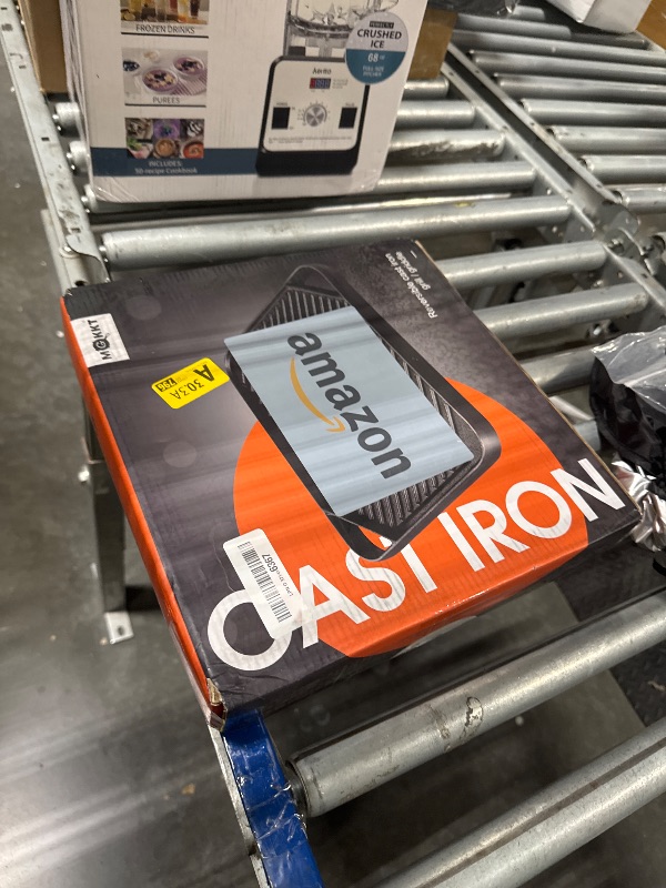 Photo 1 of 1-Piece 10.6 inch Cast Iron Griddle Plate | Reversible Square Cast Iron Grill Pan for Single burner| Double Sided Used on Open Fire & in Oven | Pre-Seasoned |Versatile Baking Griddle