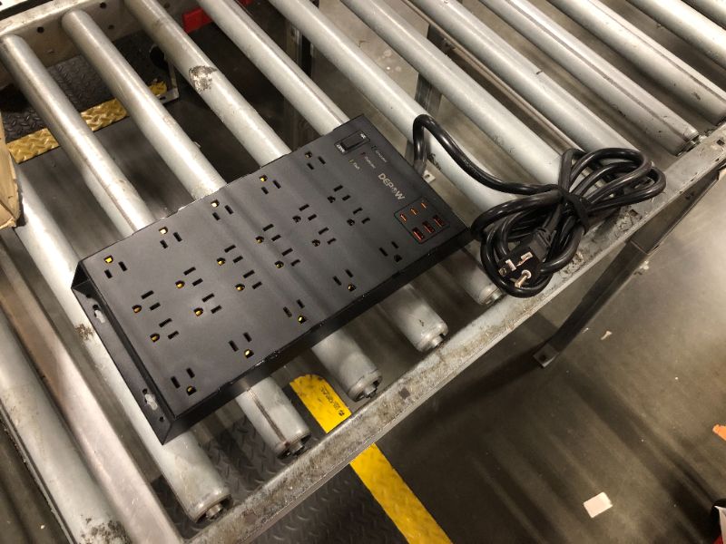 Photo 1 of ***plug for special outlet design, please see photo clearly*** DEPOW Heavy Duty Power Strip Surge Protector 20Amp (Vertical Plug), T-Slot 20A Outlet?6.5 FT 12 Gauge Extension Cord with 22 AC Outlets(2500W/20A) 6 USB Ports (3 USB C) for Industrial Garage