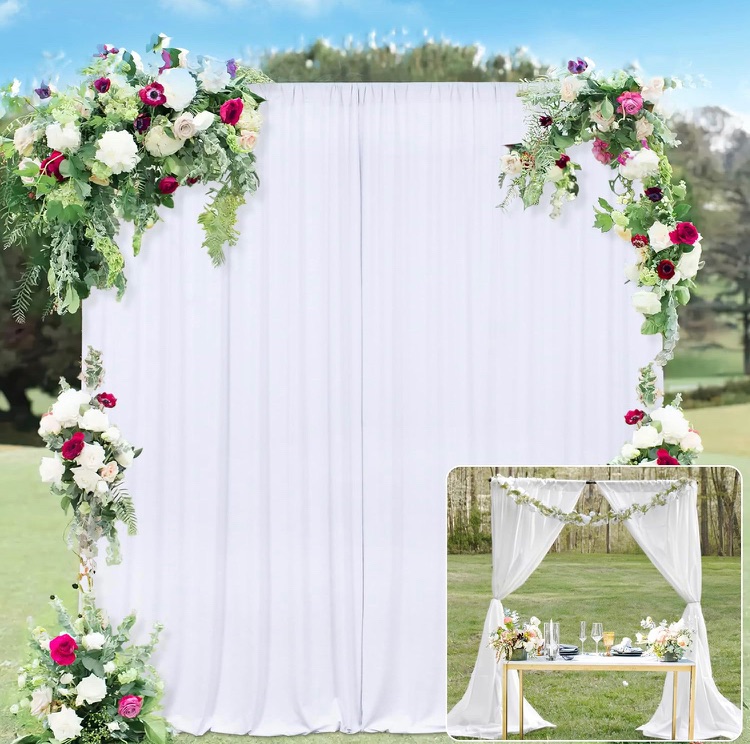 Photo 1 of 10x10FT White Backdrop Curtains for Parties - White Wedding Backdrop for Baby Shower Birthday Photo Home Party Curtains Backdrop 5x10FT 2 Panels, One size