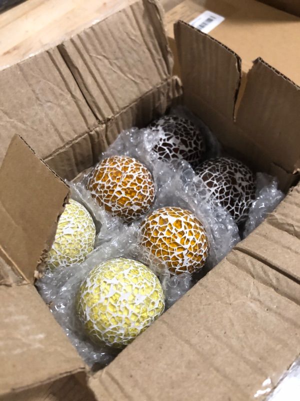 Photo 1 of 6-Piece Mosaic Sphere Balls Decorative Glass Balls - Table Sphere for Living Room Decor, Diameter 2.4 Inch (Classic Colors)
