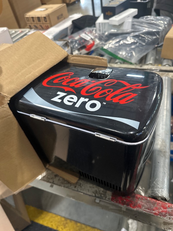 Photo 1 of Coke Zero Mini Fridge - 6 Can Refrigerator for Bedroom Skincare Office, Portable Table Top Beverage Cooler, 12V 110V Refrigerador For Drinks, Soda, Wine, Breast Milk, Use In Car, Dorm, Outdoor, Patio