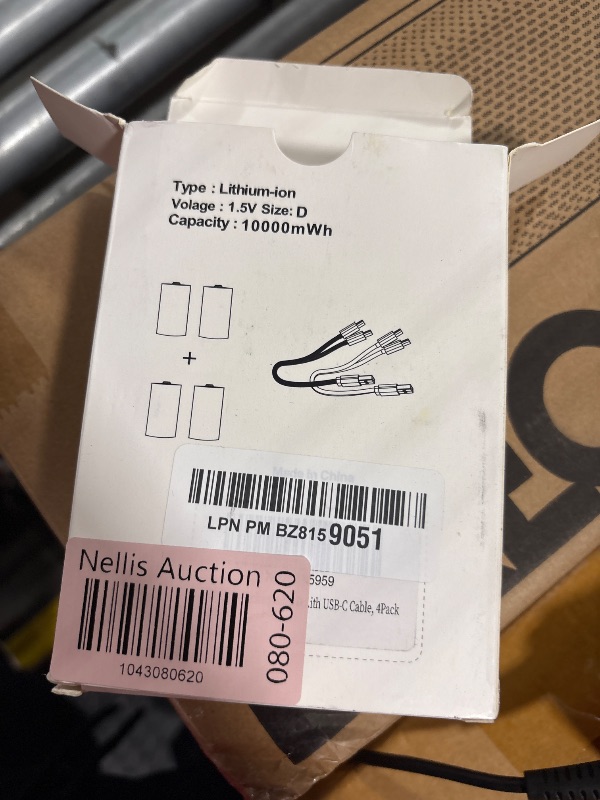 Photo 1 of RayHom USB Rechargeable Lithium D Cell Batteries - 4 Pack D Li-ion Battery with 2 USB-C 2-in-1 Charging Cable, 1.5V 10000mWh, Quick Charges 2 Hours, Over 1000+ Cycles