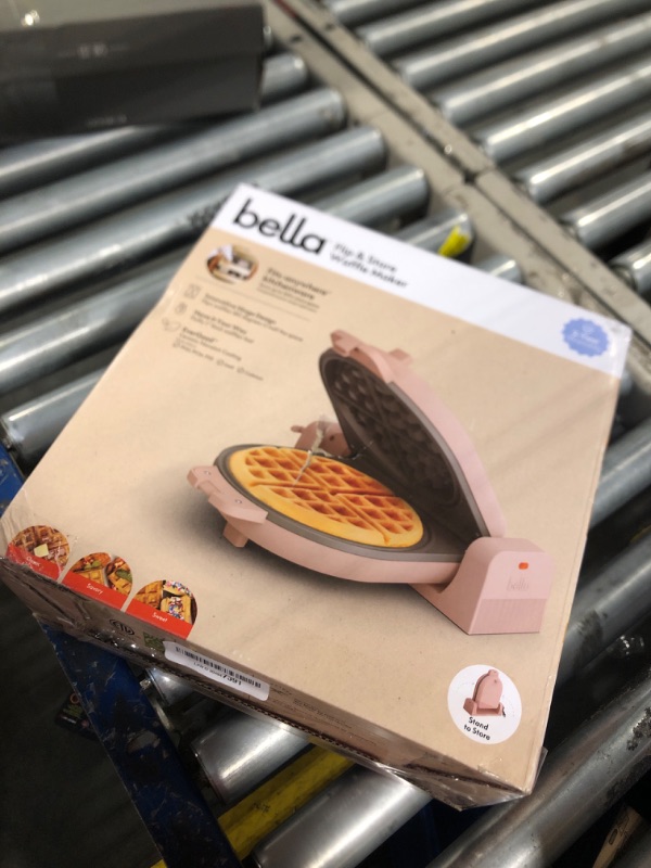 Photo 1 of bella Flip-n-Store Waffle Maker with EverGood™ Ceramic Nonstick Coating, Fits-anywhere™ Kitchenware, Power Indicator Light, Cool Touch Handle & Cord Wrap, 7” Wide & 1" Deep Plates, 1000 Watt, Blossom