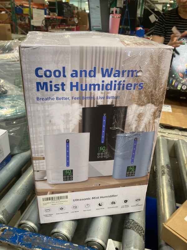 Photo 1 of 6L Humidifiers for Bedroom Large Room Home, Cool and Warm Humidifiers for Baby and Plants Mist Top Fill Desk Humidifiers Essential Oil Diffuser, Quiet with Adjustable Mist,360°Nozzle-Black
