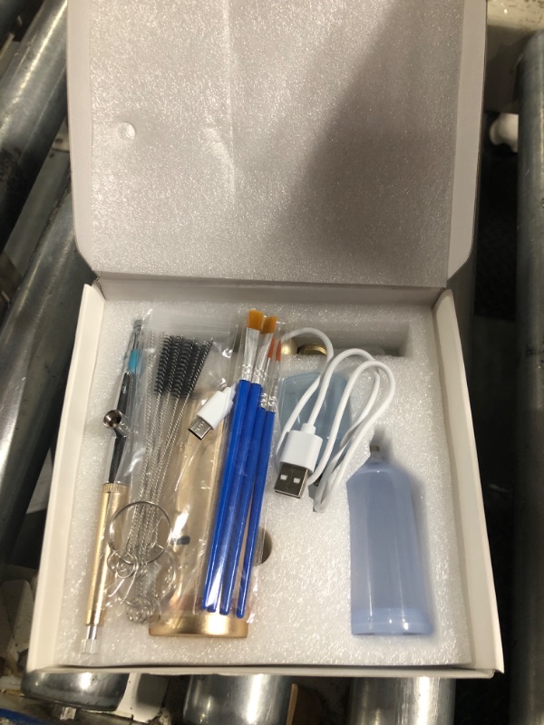 Photo 1 of Airbrush Kit with Compressor - 48PSI Rechargeable Cordless Non-Clogging High-Pressure Air Brush Set with 0.3mm Nozzle and Cleaning Brush Set for Nail Art, Makeup, Painting, Cake Decor