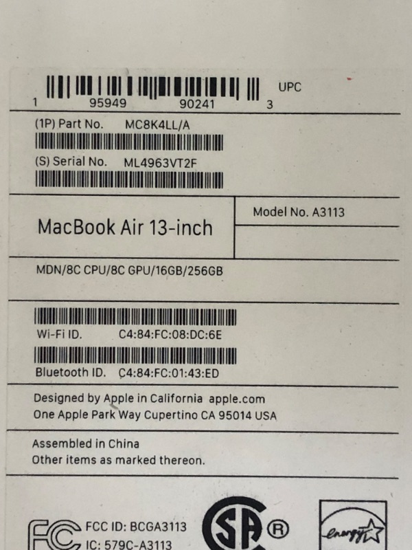 Photo 1 of Apple 2024 MacBook Air 13-inch Laptop with M3 chip: Built for Apple Intelligence, 13.6-inch Liquid Retina Display, 16GB Unified Memory, 256GB SSD Storage, Backlit Keyboard, Touch ID; Midnight