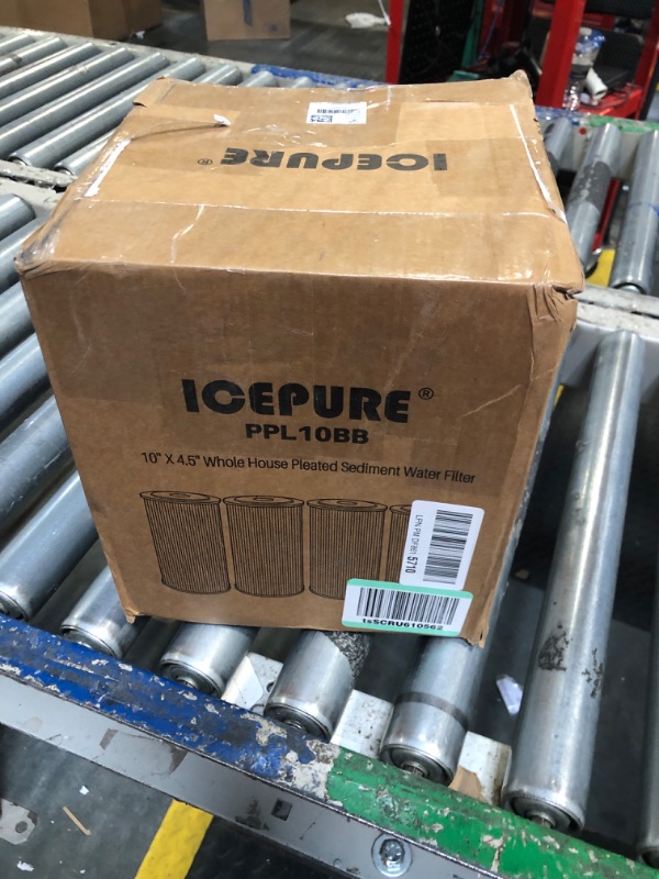 Photo 1 of **MISSING ONE FILTER**
ICEPURE 20 Micron 10" x 4.5" Whole House Sediment Pleated Water Filter Replacement for GE FXHSC, Culligan R50-BBSA, Pentek R50-BB, DuPont WFHDC3001, W50PEHD, GXWH40L, GXWH35F for Well Water, 4PACk