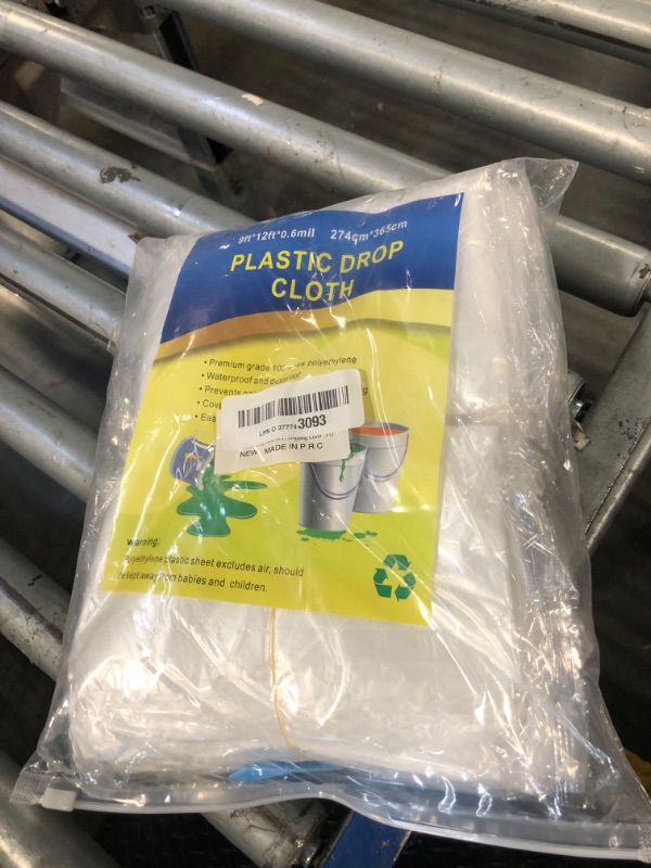 Photo 1 of 10 Pieces Plastic Drop Sheets for Painting, Waterproof and Dust-Proof Clear Cloth for Furniture Cover, 9x12 Feet Tarps