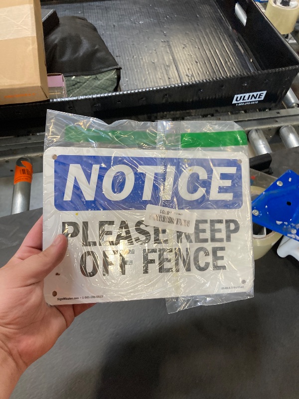 Photo 1 of (2 Pack) Please Keep Off Fence OSHA Notice Sign 10 Inch X 7 Inch Indoor/Outdoor Rust-Free Aluminum Metal Signs for Workplace, Workshop, and Construction Site, Made in the USA