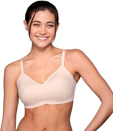 Photo 1 of "Two" Lift Bra for Women, Soft Silky Back Smoothing Everyday Comfort Bra. Grey & Beige Size Small
