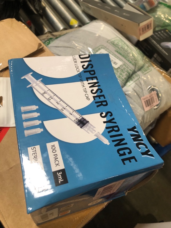 Photo 1 of 100 Pack 3ml Syringes Luer Lock with Cap, 3cc Syringe without Needle, Individual Sterilized Wrapped