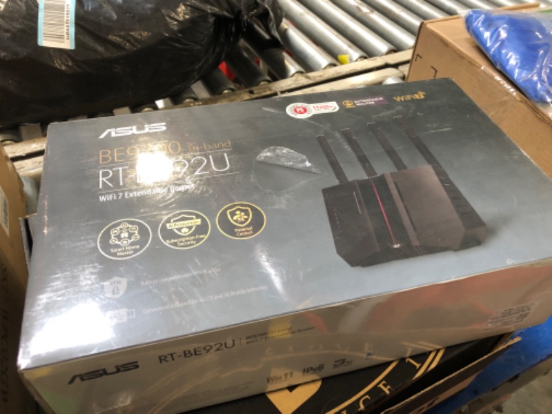 Photo 1 of **FACTORY SEALED**ASUS RT-BE92U BE9700 Tri-Band WiFi 7 Router, Supports New 320MHz Bandwidth & 4096-QAM, MLO, AI WAN Detection, AiMesh Support, Subscription-Free Network Security & Comprehensive VPN Features
