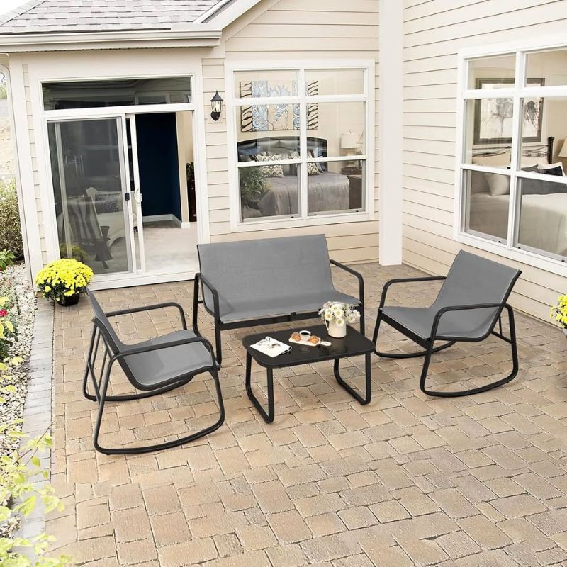 Photo 1 of [Missing screws and instructions] · YITAHOME 4 Pieces Patio Furniture Set, Outdoor Textilene Conversation Sets
