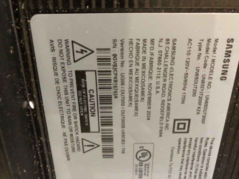 Photo 1 of **PARTS ONLY**Samsung 65-Inch Class Crystal UHD 4K DU7200 Series HDR Smart TV w/Object Tracking Sound Lite, PurColor, Motion Xcelerator, Mega Contrast, Q-Symphony (UN65DU7200, 2024 Model)
