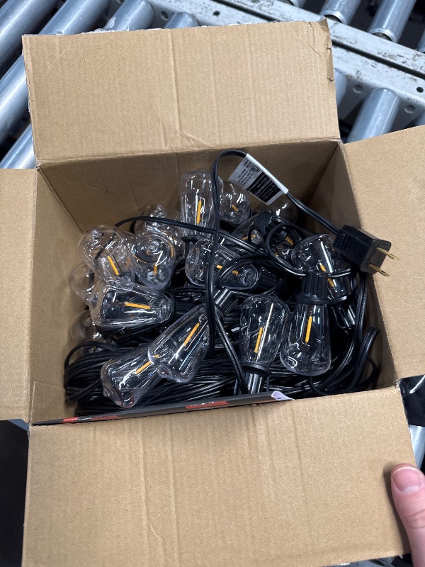 Photo 1 of (NOT ALL LIGHT UP) (USED/FAIR) addlon 100FT(50FT*2) LED Outdoor String Lights Waterproof Patio Lights with Shatterproof ST38 Replaceable Bulbs, Dimmable Outside Hanging Light Connectable for Porch, Backyard, 2200K