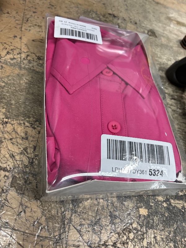 Photo 1 of (women medium shirt) siliteelon Women's Button Down Shirts Long Sleeve Dress Shirts Wrinkle Free Collared Work Office Solid Blouses Corset Tops - Hot Pink M