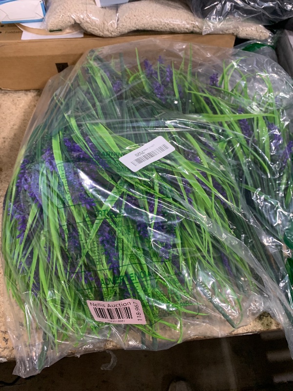 Photo 1 of (PARTIAL SET) (BAGGED) Geegoods 48 Bundles Artificial Plants Flowers Outdoor – Faux Lavender Flowers with Monkey Grass UV Resistant Plastic Faux Plants for Garden Porch Window Patio Hanging Planter Home Decor