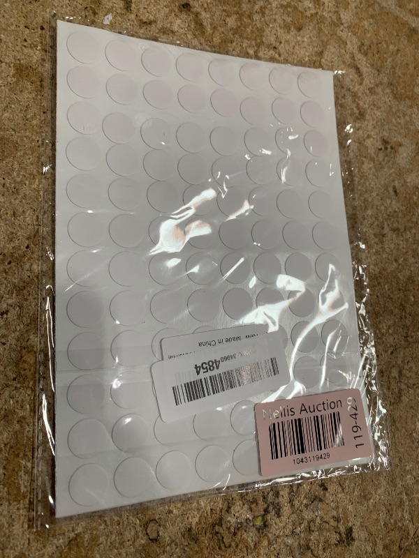 Photo 1 of (BAGGED) ($12 VALUE) Self-Adhesive Screw Hole Stickers, 384pcs-0.59inch/15mm Self-Adhesive Screw Covers Caps Dust Proof Sticker for Wood Screw-White (384pcs-0.59inch/15mm)