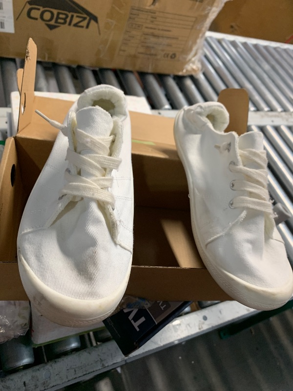 Photo 1 of ***(HEAVILY USED)***STQ White Sneakers for Women Cute Slip On Canvas Sneaker, Low Top Fashion Casual Shoes All White Size 7.5