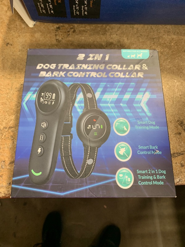 Photo 1 of 2-in-1 Dog Shock Collar & Dog Bark Collar - Smart Anti Barking Dog Training Collar with 5 Adjustable Sensitivity & 3300FT Remote for All Breeds IP67 Waterproof Rechargeable E-Collar (Orange)