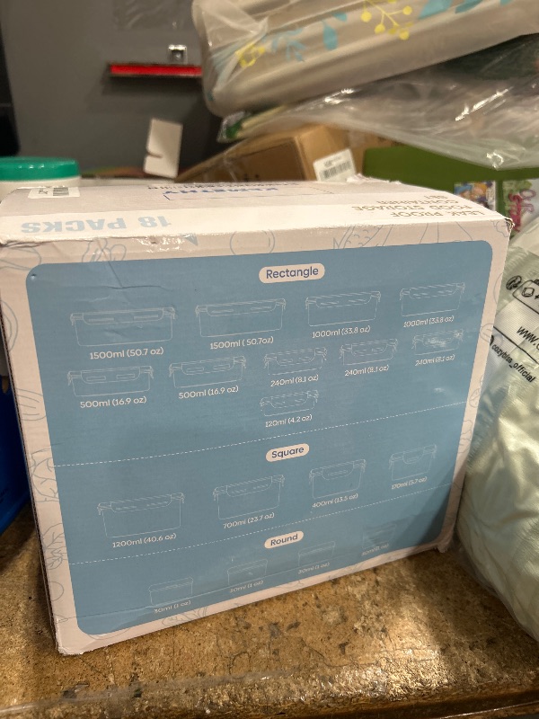 Photo 1 of KEMETHY 36-Piece Food Storage Containers with Lids(18 Containers & 18 Lids), Plastic Food Containers for Pantry & Kitchen Storage and Organization, BPA-Free, Leak Proof, Reusable with Labels & Pen