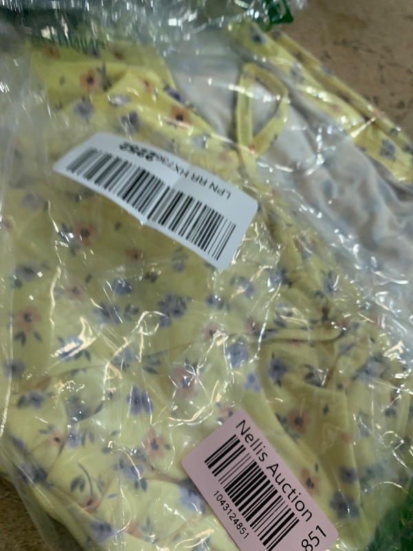 Photo 1 of (SMALL) (BAGGED) (USED/FAIR) Floerns Women's Floral Print Drawstring Front Sleeveless Cami Midi Dress Bright Yellow Small