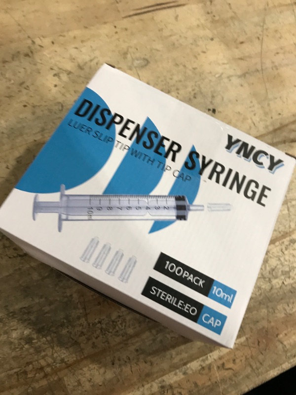 Photo 1 of 100 Pack 10ml Syringes with Cap, Luer Slip Tip, 10cc syringe Whole Pack Bulk Sterile Sealed, No Needle