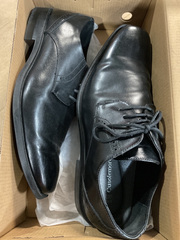 Photo 1 of (Used)(see images) Cusolemore Men's Oxfords Lace Ups, Leather Lined, Square Toe Dress Shoes for Men Formal Occasions Gatsby Black 10.5
