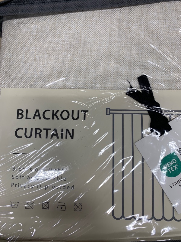 Photo 1 of 100% Blackout Shield Linen Blackout Curtains for Bedroom 84 Inches Long, Back Tab/Rod Pocket Living Room Drapes, Thermal Insulated Blackout Curtains 2 Panels Set, 50" W x 84" L, Cream