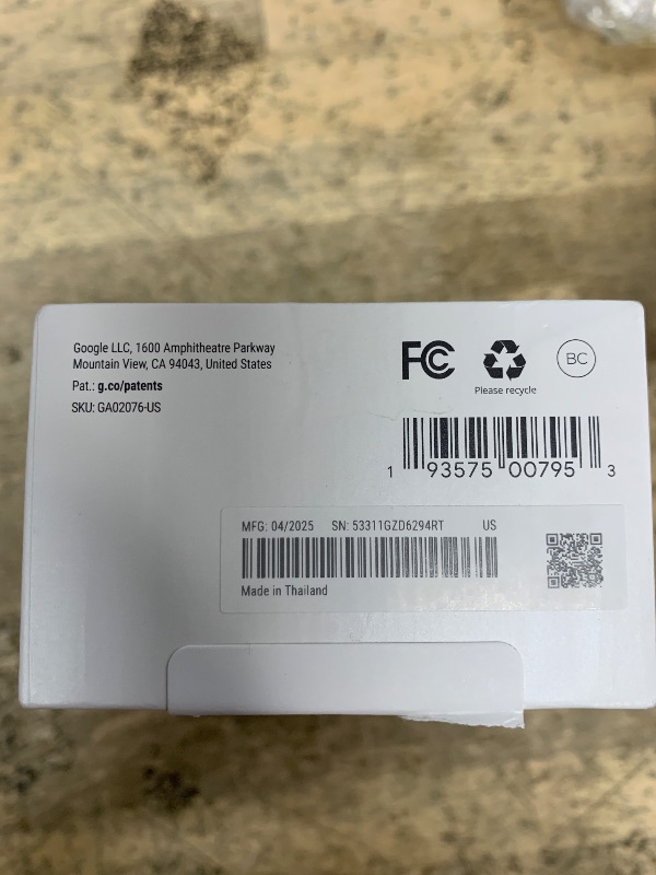 Photo 1 of (CANNONT CONNECT) (PARTS) Google Nest Doorbell (Battery) - Ash