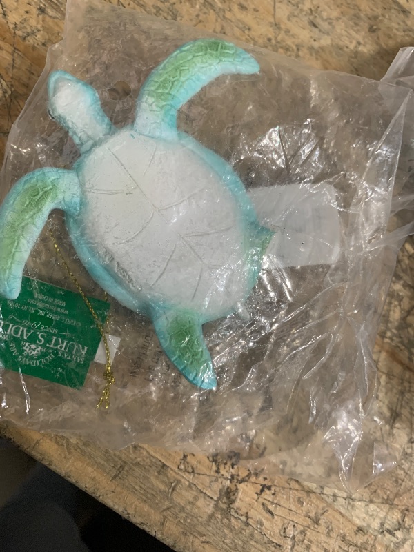 Photo 1 of ***broken***Kurt Adler Blue and Green Sea Turtle with Scroll Patter Ornament