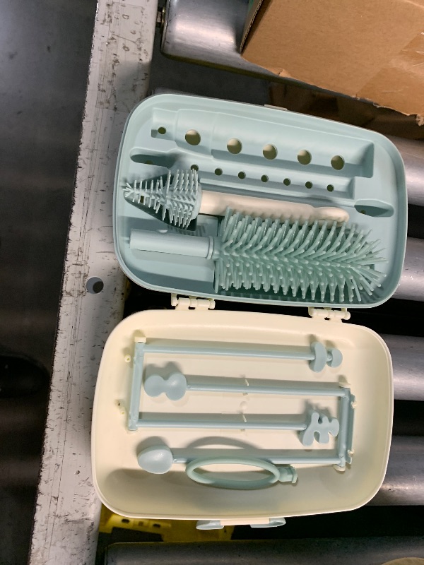 Photo 1 of ***(MISSING PARTS)***Momcozy Bottle Brush Set - Baby Bottle Cleaner Kit with Silicone Brush, Nipple Brush, Straw Brush, Soap Dispenser, Drying Rack - 7 in 1 Bottle Cleaning Tool for Home and Travel