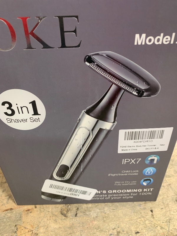 Photo 1 of ***PARTS ONLY*** ***NON REFUNDABLE*** FOKE Back Shaver for Men, Ultra-Wide 1.8" T-Shaped Head, Includes Travel Case, Mens Back Shaver Rechargeable with Long Handle, Safety Lock, Waterproof IPX7, Multi-Functional Body Hair Trimmer,(Black)