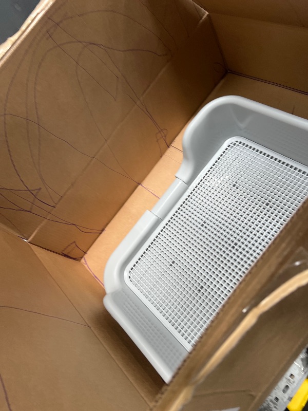 Photo 1 of [DogCharge] Indoor Dog Potty Tray – with Protection Wall Every Side for No Leak, Spill, Accident - Keep Paws Dry and Floors Clean (Tray Only, Grey)